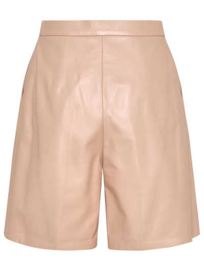 Shop Max Mara Powder Pink Nappa Leather Lacuna Shorts