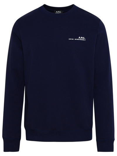 Shop Apc Blue Cotton Item Sweatshirt In Navy