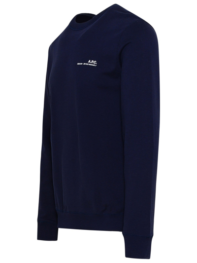 Shop Apc Blue Cotton Item Sweatshirt In Navy
