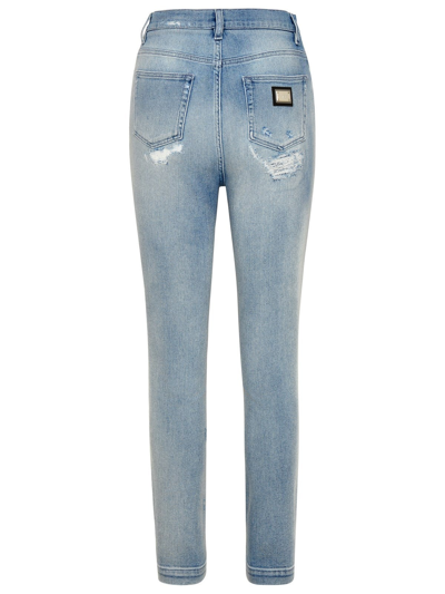 Shop Dolce & Gabbana Light Blue Cotton Grace Jeans