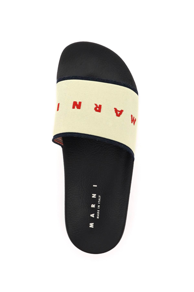 Shop Marni Logo Slides In Beige,red,blue,black