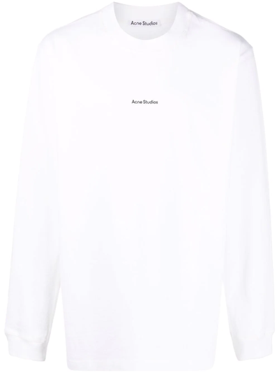 Acne White Printed Long Sleeve T-shirt Weiss | ModeSens