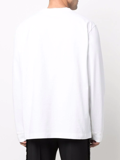 Shop Acne Studios Logo-print Long-sleeve T-shirt In Weiss