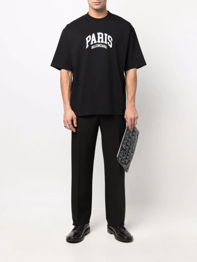 Shop Balenciaga Cities Paris T-shirt In Schwarz