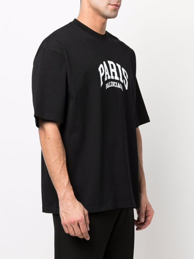 Shop Balenciaga Cities Paris T-shirt In Schwarz