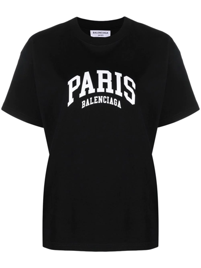 Shop Balenciaga Cities Paris T-shirt In Schwarz