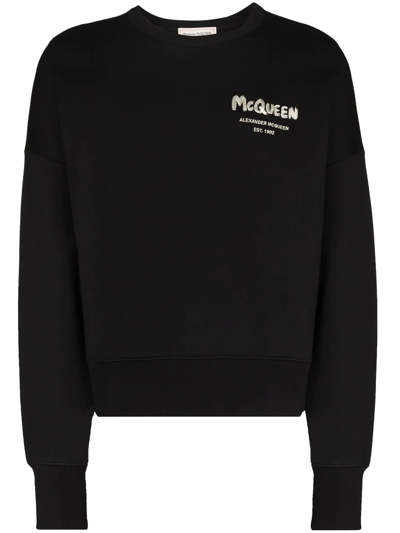 Shop Alexander Mcqueen Graffiti-print Sweatshirt In Black