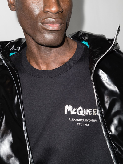 Alexander Mcqueen Black Embroidered Graffiti Sweatshirt In Black