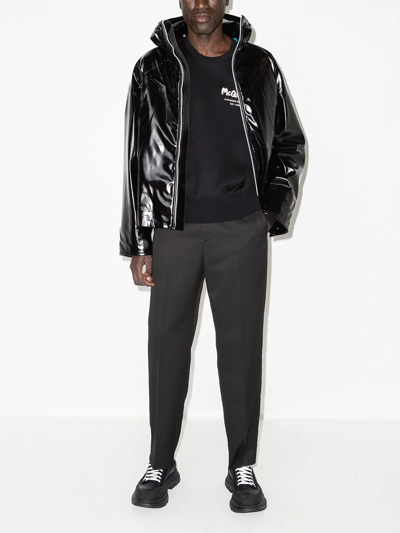 Alexander Mcqueen Black Embroidered Graffiti Sweatshirt In Black