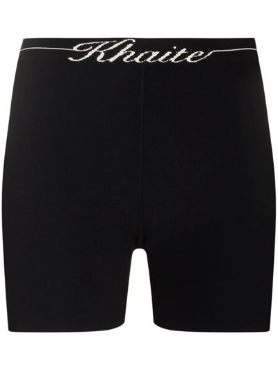 Shop Khaite Bryant Logo Biker Shorts In Schwarz