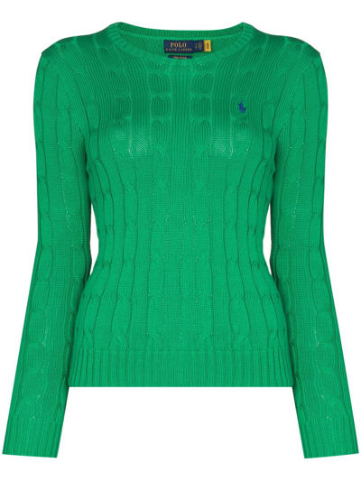 Shop Polo Ralph Lauren Julianna Cable-knit Jumper In Green