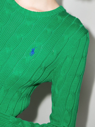 Shop Polo Ralph Lauren Julianna Cable-knit Jumper In Green