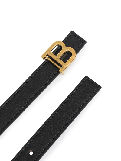 Shop Balmain Logo-buckle Leather Belt In Schwarz