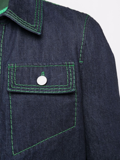 Shop Bottega Veneta Contrast-stitch Denim Jacket In Blau