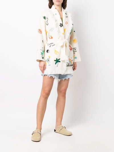Alanui The Sound Of The Ocean Icon Wool Cardigan In Weiss