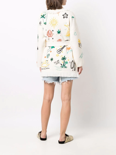 Alanui The Sound Of The Ocean Icon Wool Cardigan In Weiss