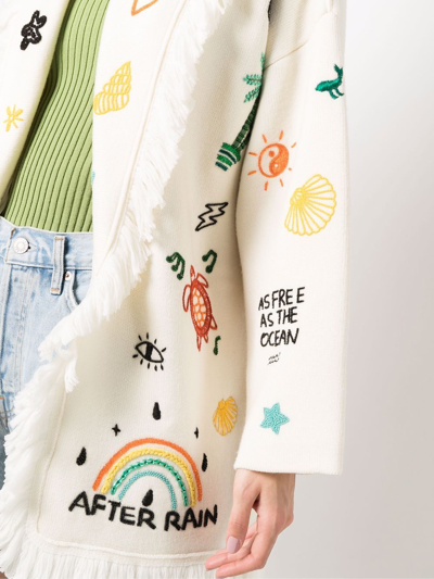 Alanui The Sound Of The Ocean Icon Wool Cardigan In Weiss