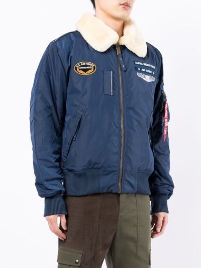 Alpha Industries Air Crew Patch Bomber Jacket In Blau | ModeSens