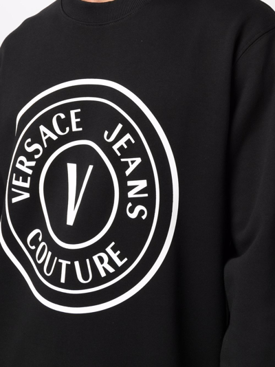 Shop Versace Jeans Couture V-emblem Motif Sweatshirt In Schwarz