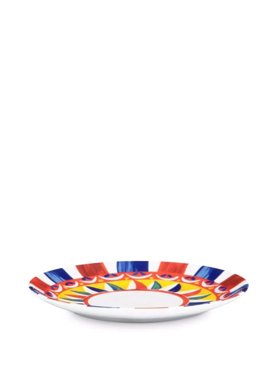 Dolce & Gabbana Carretto-print Porcelain Dessert Plates (set Of 2) In White