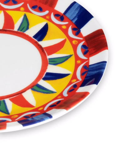 Dolce & Gabbana Carretto-print Porcelain Dessert Plates (set Of 2) In White