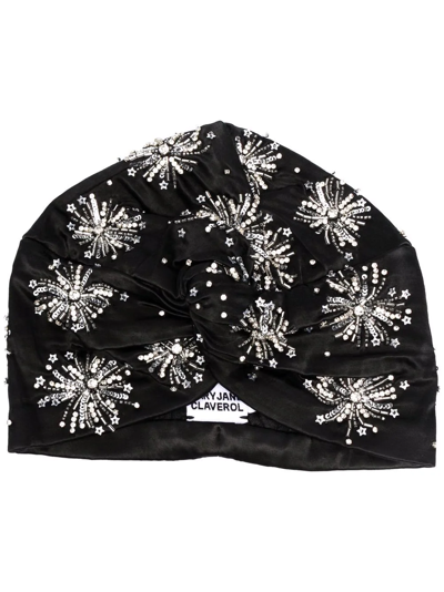 Shop Mary Jane Claverol Crystal-sequin Embellished Hat In Schwarz