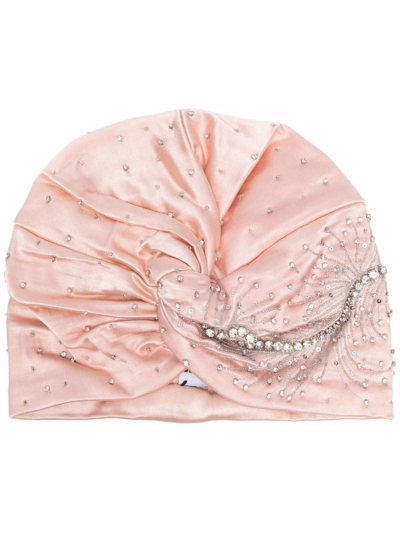 Shop Mary Jane Claverol Crystal-embellished Cap In Rosa