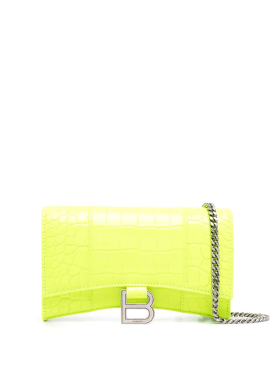 Shop Balenciaga Hourglass Wallet Crossbody Bag In Yellow
