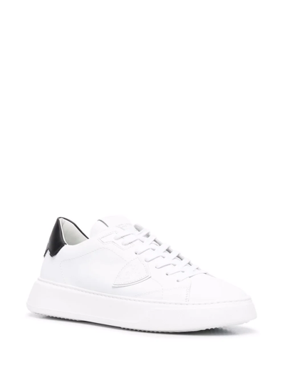 Shop Philippe Model Paris Temple Leather Sneakers In Weiss