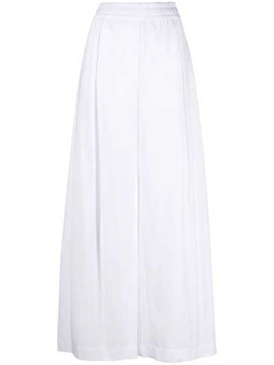 Shop Aspesi Wide-leg Flared Trousers In Weiss