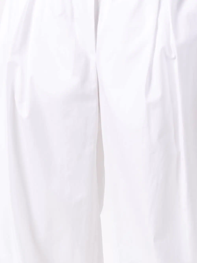 Aspesi Elastic Waist Wide Leg Plain Trousers In Weiss