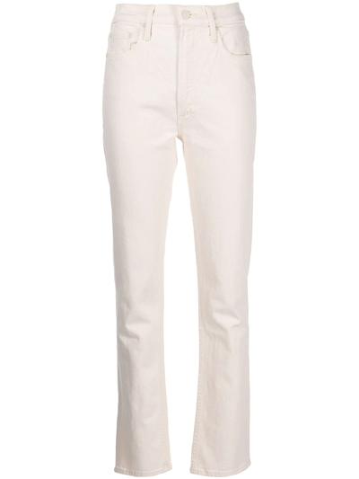 Shop Mother High-rise Skinny Jeans In Nude
