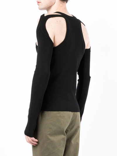 Shop Dion Lee Cut-out Knitted Top In Black