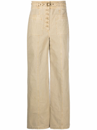 Shop Ulla Johnson Belted Wide-leg Trousers In Nude