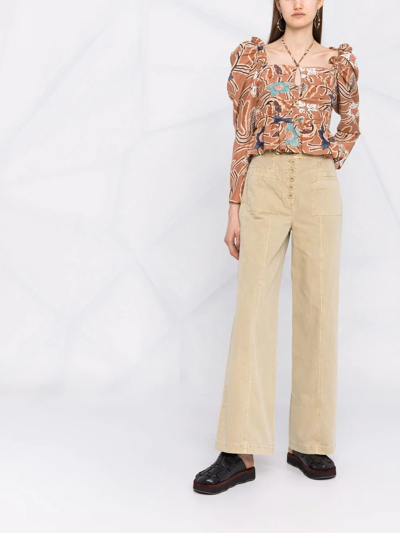 Shop Ulla Johnson Belted Wide-leg Trousers In Nude