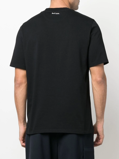 Shop Paul Smith Leaf-print Round-neck T-shirt In Schwarz