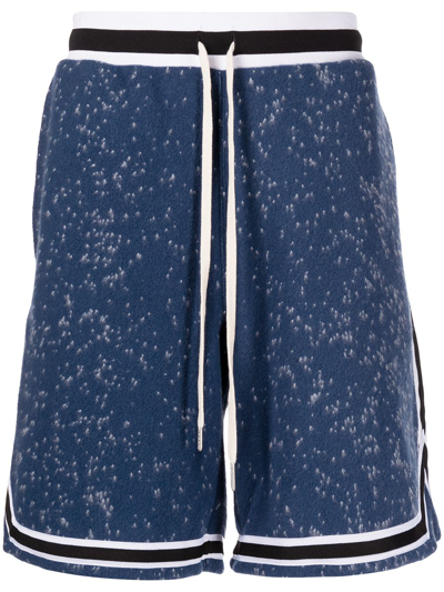 Shop John Elliott Speckle Knit Drawstring Shorts In Blau