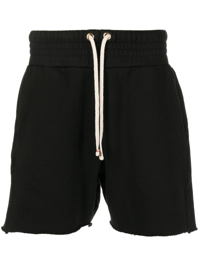 Shop Les Tien Raw-cut Hem Track Shorts In Schwarz