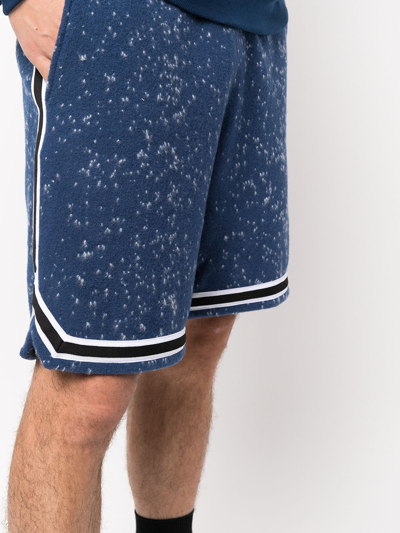 Shop John Elliott Speckle Knit Drawstring Shorts In Blau