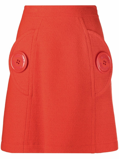 Shop Moschino Flap Pockets A-line Skirt In Rot