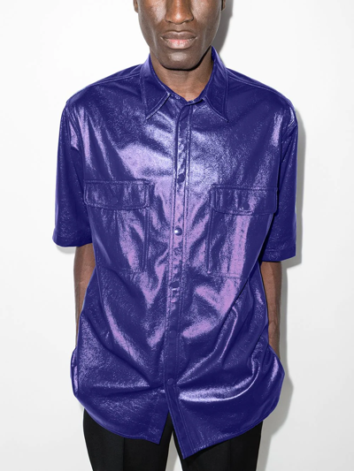 Isabel Marant Gilin Faux-leather Shirt In Blau