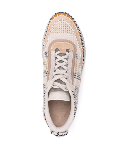 Shop Chloé Whipstitch-trim Sneakers In Neutrals