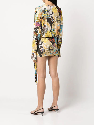 Shop Alexis Monica Floral-print Mini Dress In Gelb