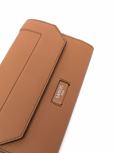 Lancel Leather Shoulder Bag In Braun