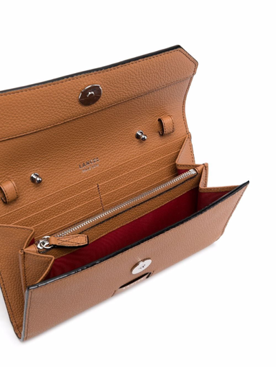 Lancel Leather Shoulder Bag In Braun
