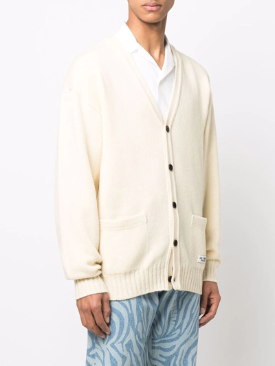 Wacko Maria Embroidered-denim Knit Cardigan In Weiss