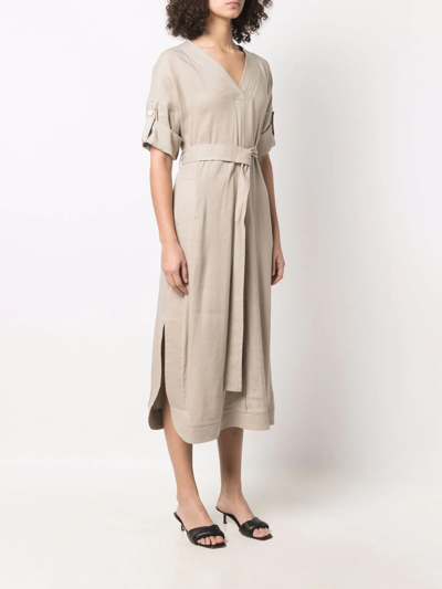 Lorena Antoniazzi Belted Midi Dress In Nude
