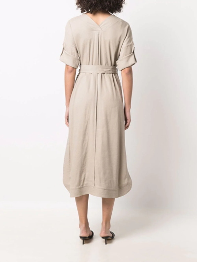 Shop Lorena Antoniazzi Belted Midi Dress In Nude