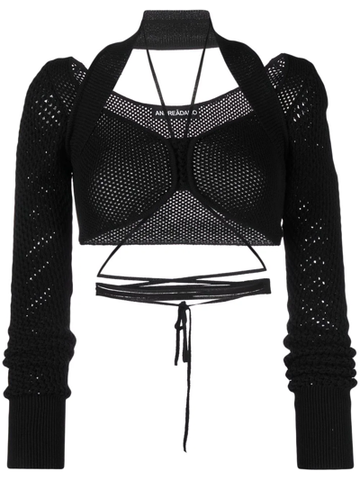 Adamo Knitted Cropped Top In Schwarz