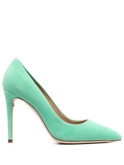 Shop Ferragamo Ilary X5 105mm Suede Pumps In Grün